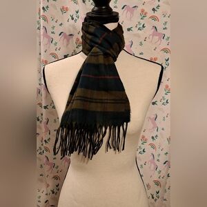 Vintage Dior Forest Green & Mocha Plaid Cashmaire Casual Unisex Scarf Wrap